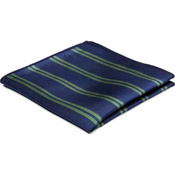 Navy kapesníček do saka s dvojitým zeleným proužkem - Trendhim