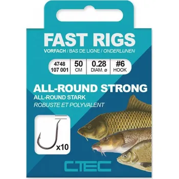 Rybářský háček SPRO - Ctec návazec fast rigs allround strong háček vel. 6 0,28mm/50cm 10ks
