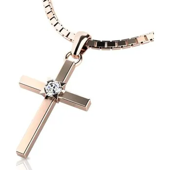 Šperk Dámský přívěsek žluté zlato 585/1000 kříž 10872-CV-ZIR délka řetízku 45cm