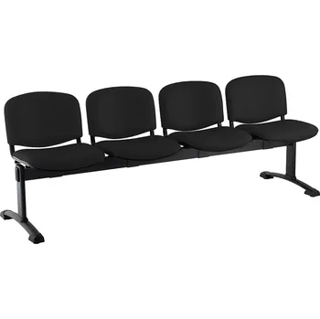 Kožená lavice ISO, 4-sedák - černé nohy, černá