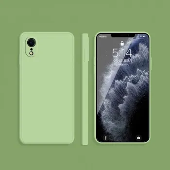 Pouzdro na mobilní telefon Silikonový ochranný kryt s rovnými hranami pro iPhone XR - zelený
