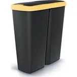 Odpadkový koš DUO černý, 50 l, žlutá / černá