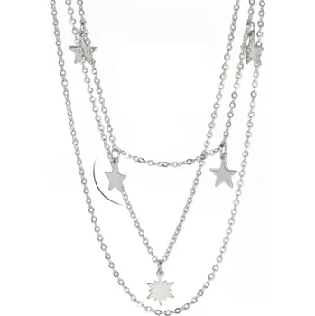 Náhrdelník B-TOP Trojitý nerezový náhrdelník s přívěsky Hvězd