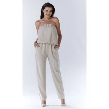 Dámský overall Overal bez rukávů A182 Barva: Béžová, Velikost: S