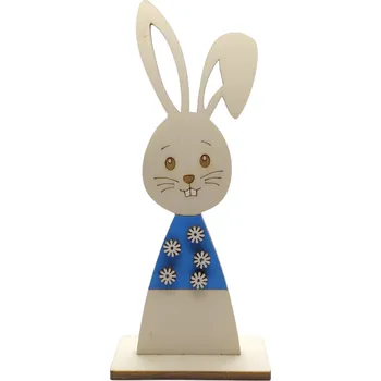 Velikonoční dekorace Pehucraft Dřevěný velikonoční zajíček modrý