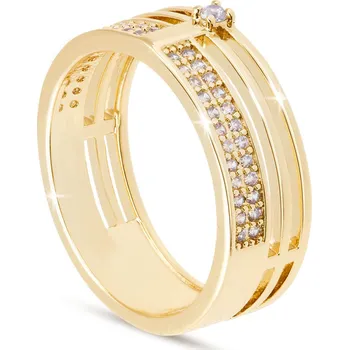 Prsten Ellami DUBAI 0417 Masivní pozlacený prstýnek 14k zirkon Velikost prstenu - obvod: 57 mm Ellami