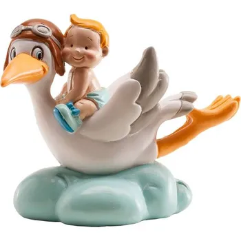 Party dekorace Figurka na dort chlapeček letící čáp na mráčku - Dekora