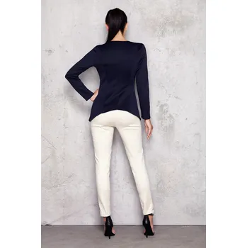 Dámská halenka Halenka s dlouhým rukávem, kulatý výstřih M002 Barva: Tmavě Modrá, Velikost: M