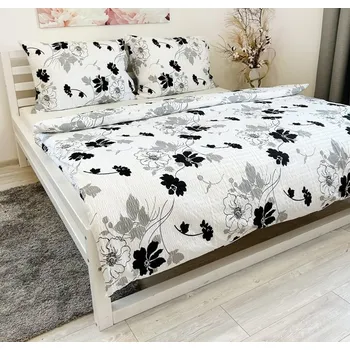 Povlečení Povlečení krepové černé květy Harmonia rozměr povlečení cm: 200x200, 2 ks 70x90