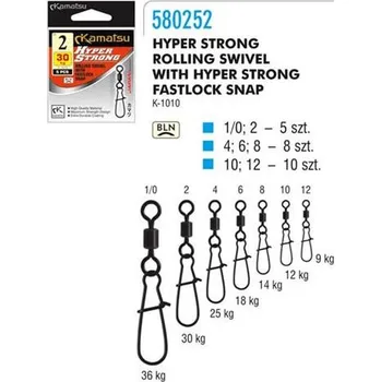 KAMATSU - Obratlík s karabinou FASTLOCK vel. 8/14kg 8ks