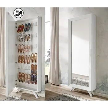 Botník Štýlový botník Cloe 215cm biely so zrkadlom Varianta provedení: Levá strana