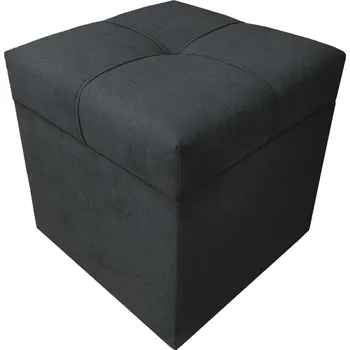 Taburet Taburet Kostka 40 × 40 s úložným prostorem - černý Soro 100