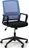 Low kancelářská židle z látky a síťoviny, modrá