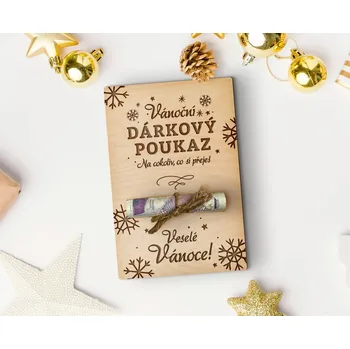 Dřevia Dřevěná karta na peníze - Vánoční přání