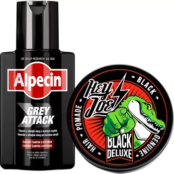 Barva na vlasy Alpecin Grey Attack & Hey Joe Black Deluxe Set - Sada šamponu a pomády pro ztmavení šedin ve vlasech