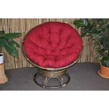 Nábytek Ratanový papasan houpací hnědý polstr vínový SLEVA 7 % | RYCHLÉ DODÁNÍ