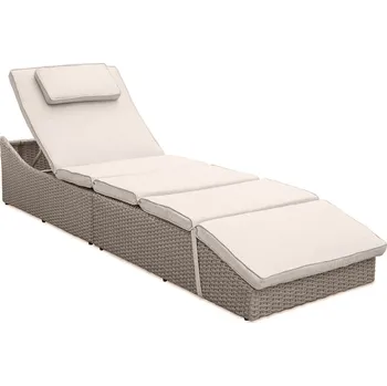 Zahradní lehátko Bílé/béžové z umělého ratanu zahradní lehátko Akland - Bonami Selection ID_1509004