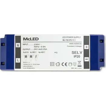 Transformátor Nábytkový LED napájecí zdroj McLED 24VDC 150W 6,25A ML-732.075.11.1