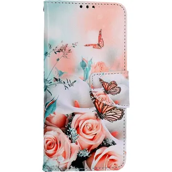 Pouzdro na mobilní telefon Pouzdro Xiaomi Redmi Note 12S knížkové Růže s motýlem (kryt neboli obal na Xiaomi Redmi Note 12S)