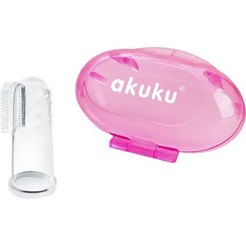 Zubní kartáček První zubní kartáček s pouzdrem Akuku růžový