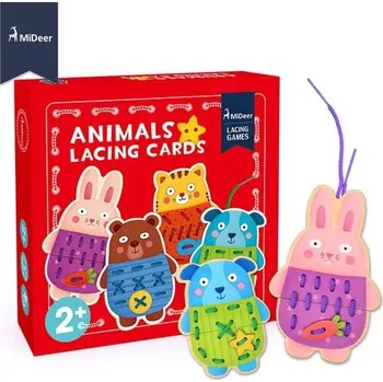 Dřevěná hračka Mideer - Motorická dřevěná hračka - Zavazovací zvířátka