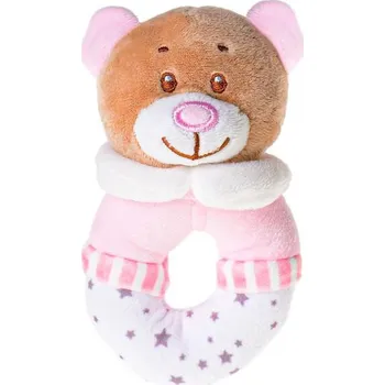 Chrastítko plyšový medvídek 13 cm 0m + Růžová