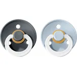 Bibs Dudlíky COLOUR NOČNÍ Iron/Baby Blue - velikost 1, přír. kaučuk 2ks