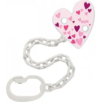 klip na dudlíky Řetízek na šidítko s klipem NUK růžová