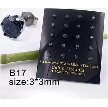 Náušnice Náušnice chirurgická ocel 3mm černý zircon 9840 1ks