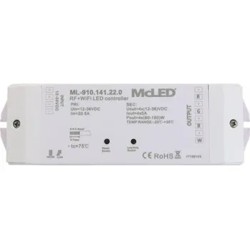 Relé Přijímač řízení jasu RGBW McLED ML-910.141.22.0 RF a Wifi CCT 4 kanály 4x5A 12-36V