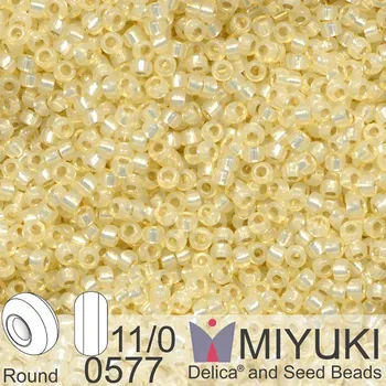 Korálek Korálky Miyuki Round 11/0. Barva 577 Dyed Butter Cream Silverlined Alabaster. Balení 5g.