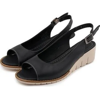 Dámské sandále Vlnka Dámské kožené sandály na klínku Liliana černá velikost obuv dospělí 41