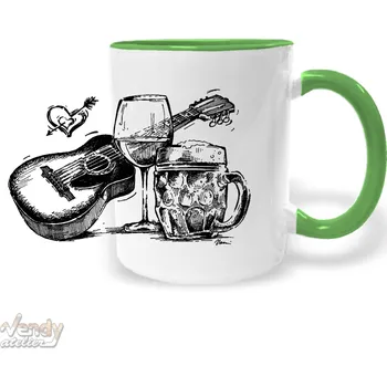 Hrnek Pivo - Víno - Zpěv Barva: Zelená