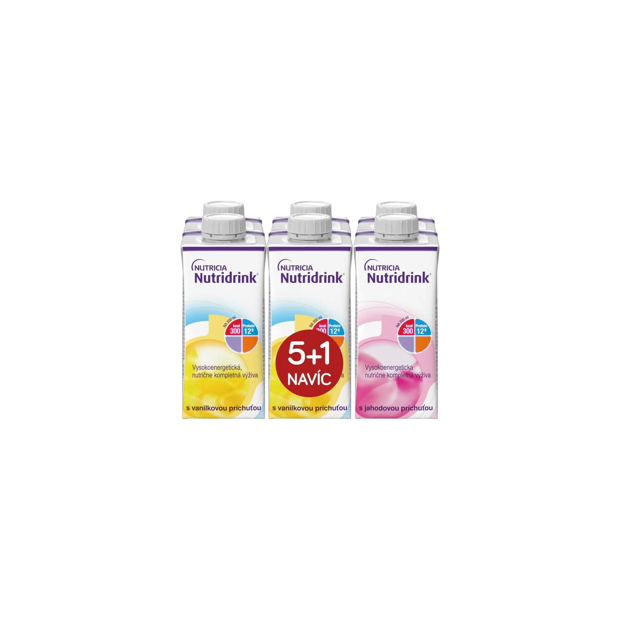 Fotografie 1 - Speciální výživa Nutricia Nutridrink balíček 5+1 tetrapak 6x 200 ml vanilka/jahoda