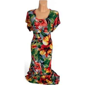 Dámské šaty dlouhé šaty, Barva Červená, Velikost XXL 48, Materiál 96% Viskoza 4% Lycra