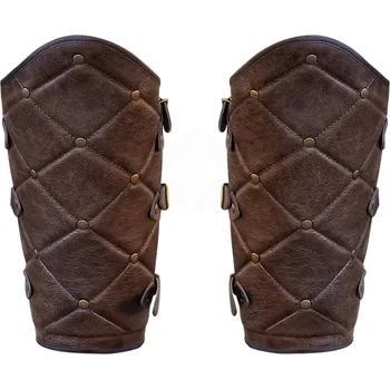 Karnevalový kostým House of Warfare Prošívané vikingské kožené náholenice hnědé