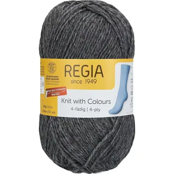 Příze Regia 4-Ply Uni 44 Středně šedý melír 210m/50g (Ponožková příze Regia Uni 4-Ply 44 Mittelgrau Meliert)