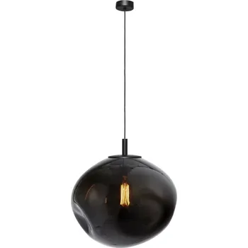 Kaspa 11156108 AVIA BLACK L - Závěsné černé svítidlo s nepravidelným průhledným stínidlem v grafitové barvě, 1 x E27, Ø 40cm (Závěsné svítidlo 1 x E27, se skleněným stínidlem)