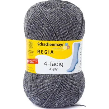 Příze Regia 4-Ply Uni 525 šedá s modrobílým proužkem (Ponožková příze Regia Uni 4 Ply 525 grey mouliné)