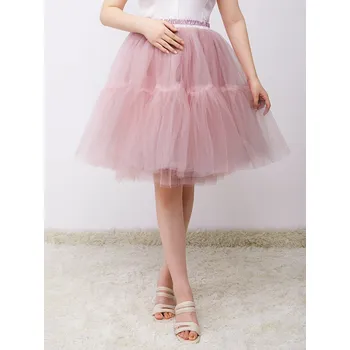 Dámská sukně Dámská tylová midi sukně v pudrově růžové barvě - ONE SIZE Barva: Pudrová, Velikost: ONE SIZE