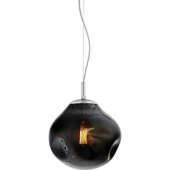 Kaspa 10421108 AVIA S - Závěsné svítidlo s nepravidelným průhledným stínidlem v grafitové barvě, 1 x E27, Ø 25cm (Závěsné svítidlo 1 x E27, se skleněným stínidlem)