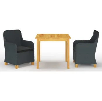 Zahradní sestava vidaXL 3dílný zahradní jídelní set světle šedý [3067753] Barva: Tmavě šedá