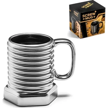Žertovný předmět Originální hrnek pro kutily - stříbrný šestihranný šroub