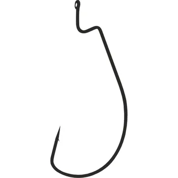 Rybářský háček Mistrall offsetový háček Wide worm s očkem 8 black nickel 10ks