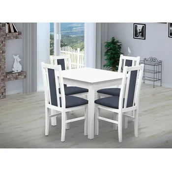 Jídelní set Nabytekmorava Jídelní set Brooklyn pro 4 osoby, stůl 90x90 cm barva lamina: Bílá 113, Čalounění: Scala sv. modrá 74