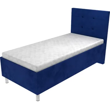 Postel Čalouněná postel Aura s čelem s vtahy, lamelovým roštem a úložným prostorem - Modrá, 80 x 200 cm, Bez navýšení, Bez matrace