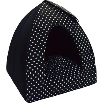 Pelíšek pro psa Iridog Kukaň pro psa IGLOO no.2 černá s puntíky v40 x š40 x d40 cm