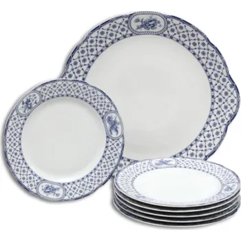 Talíř Thun 1794 Rose, koláčová souprava, modrá stuha, Thun