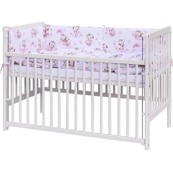 Dětská postýlka Dětská postýlka se stahovací bočnicí bílá s výbavou - FIKI růžová - Scarlett