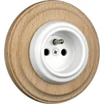 Elhard KV6000WN Keramik zásuvka - kulatá, bílá / sv. dřevo - komplet